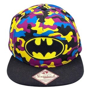 Bioworld Batman Original Snapback Hat Multicolor Camo DC Comics Logo Cap OSFA